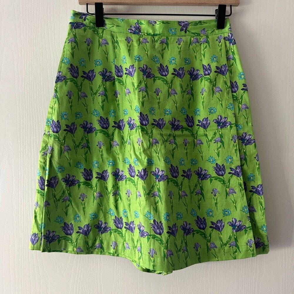 VTG Marisa Christina Womens Skort Wrap Floral Tulips Shorts Green‎ Size 8 Medium